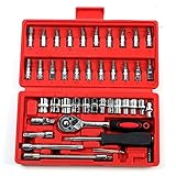 ROOH-46pcs socket tool set manual multifunctional ratchet socket wrench set auto repair socket spann