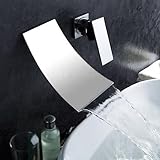 Wovier Chrome Wall Mount Waterfall Bathroom Sink Faucet,Single Handle Single Hole Vessel Lavatory Fa