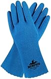 MCR Safety 6885M 12-Inch PlyFlex Light Latex Interlock Lined Gloves with Gauntlet, Blue, Medium, 1-P