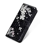 Samsung S6 Edge ウォレットケース、SevenPanda高級ブリンブリンダイヤモンドキラキラクリスタルラインストーン [3D DIYフェザー]フェザーフラワープレミアムPUレザー磁気フリ