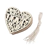 BinaryABC Heart Wooden Hanging OrnamentWooden Embellishments Crafts for Wedding Valentine's Day Gift