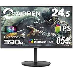 AOPEN ゲーミングモニター 25XV2QFbmiiprx 24.5インチ 390Hz 0.5ms IPS フルHD FPS向き HDMI×2 DisplayPort スピーカー無し VESA Free Sync VESA DisplayHDR 400 3年保証 高さ調整 高さ調節 上下調整 ピボット機能 縦横回転 スイベル機能 左右角度