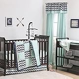 Navy Blue Zig Zag and Mint Arrow 4 Piece Crib Bedding Set by The Peanut Shell by The Peanut Shell