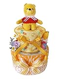 おむつケーキ ディズニー くまのプーさん フェイスタオル付き 2段 (パンパースSサイズ（25枚入り）)