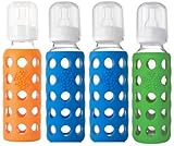 Lifefactory Bpa-free Glass Baby Bottle - 4 Pack (9 oz.), Green/Blue/Orange by Lifefactory [並行輸入品]
