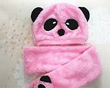 赤ちゃんの設定子供暖かい帽子の肥厚にコールドかわいいパンダの帽子ニット帽子とスカーフ (pink)