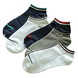 5ペアのボートソックス通気性吸収性ソックスコットンメンズソックスストライプ