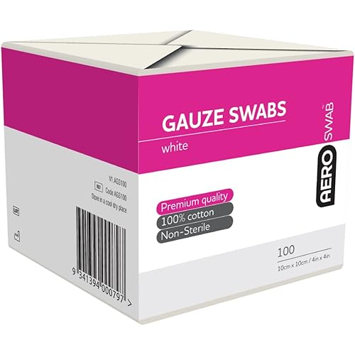 AeroSwab Non-Sterile Gauze Swab 10cm x 10cm, Pack of 100, White