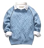 (コ-ランド) Co-land キッズ セーター ニット 男の子 子供服 長袖 丸首 ケーブル編み ボーイズ 秋冬トップス ベビー プルオーバー フォーマル 通園通学 ブルー 140