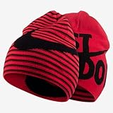 NIKE ナイキ キッズ用サイズ ブラックxレッドビッグスウィッシュロゴJUST DO ITリバーシブルビーニー ニット帽子 [並行輸入品]