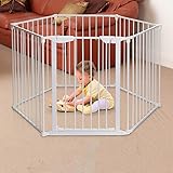 折り畳まれた赤ちゃんの遊び場ドア付きホーム屋内屋外白金メタルキッズ6パネルフェンス安全性プレイセンター庭、