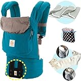 ベビーウエストベルト付エルゴベビー・抱っこ紐 【正規品2年間保証-SG認定付】 ティール (よだれパッド＋エルゴ収納用ポーチ＋ママ&ベビー両用カバー付）