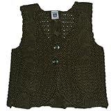 カーターズ（Carter's）【深緑ニットベスト】秋冬女の子モスグリーンノースリーブカーディガン　6years 6歳用 120cm,秋冬コーデトップス,【並行輸入】