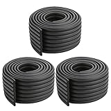 GeeSo ベビーガード 波型コーナークッション コーナーパッド けが防止 厚手 テープ付き2m 3本セット (W波型- 3本セット, ブラック)