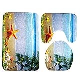 トイレ床ラグ、awakingdemi 3pcs Ocean Underwater Worldアンチスリップトイレパターンカーペットバスルームマット 1ed3es8zp1ew2wb8