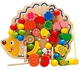 Happy Cherry カラフル 赤ちゃん ビーズ おもちゃ 知育 木製 ハリネズミ 紐通し ビーズ遊び