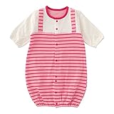 (チャックル) chuckle 重ね着風ボーダー新生児ツーウェイオール【15AW】 ピンク 50-60cm P5108-00-20