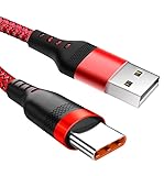 USB Type C ケーブル USB-A to USB-C ケーブル データ転送 急速充電 高耐久ナイロン編み MacBook Pro iphone15/16 iPad Xperia AQUOS Galaxy PixelなどType-C機種対応 (1本, レッド, 3m)