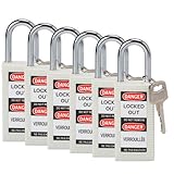 Brady 123431 Nylon DANGER LOCKED OUT DO NOT REMOVE Long Body Safety Padlock, Keyed Alike, 1.5 Shackl