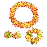 Hawaiian Luau flower Leis Jumbo necklaces bracelets headband set [並行輸入品]