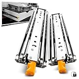 AOLISHENG 超重量用 スライドレール 幅76mm ロック付き 900mm 耐荷重 200 kg 左右 1セット Heavy Duty 引き出しスライド 工業用 引き出し レール 3段引き レールスライド