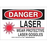Brady 129254 Radiation and Laser Sign, Legend "Laser Wear Protective Laser Goggles", 7" Height, 10" 