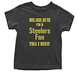 式Tees Win LoseまたはTie、私はスティーラーズファンtill I dieユースTシャツ US サイズ: L カラー: ブラック