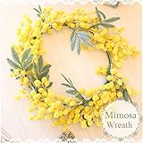 春 リースミモザ 造花 可愛い 綺麗 玄関 リース 贈り物 ギフト 喜ばれる 人気 黄色 可愛い ふんわり ミモザ オシャレ イタリア サイズ22ｃｍ mimoza