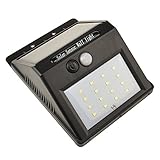 Jimeng　壁掛けソーラー充電式16LEDライト　自動点灯　人感センサーライト　防水　電気不要　屋根/軒下/玄関/壁など対応 (ブラック)