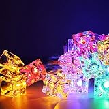 LEDHOLYT 2.2m LED 20灯 アイスキューブ 電池式 ストリングライト クリスマス 飾り 庭園 植物 (マルチカラー)