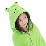 ベビー用　バスタオル　クローク　ブランケット　キッズ用　タオル　フード付き　カートン　動物　可愛い　多機能 (蛙)