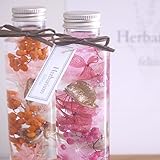 ハーバリウム[開運風水２本セット]ピンクゴールド・オレンジゴールド 丸瓶ロングボトル 高さ215ｍｍ Herbarium/2 PinkGold&OrangeGold