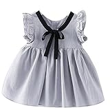 Ruideng 赤ちゃんの女の子のドレスコットンフライスリーブドレスプリンセスドレス小さな子供服スカート (80cm, グレー)