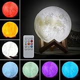 Eleoption装飾テーブルボールランプタッチコントロール3d印刷Moonベビー夜ライト5.9 " with 3色変更可能な明るさUSB充電for Children Kids寝室 8" Colorf