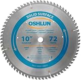 Oshlun SBSS-100072 10インチ 72歯 TCG のこぎり刃 5/8インチアーバー 固体表面用