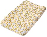 TL Care Heavenly Soft Chenille Fitted Contoured Changing Pad Cover, Golden Yellow Twill Gotcha by TL