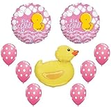 loonballoon DuckゴムピンクPolka Dots it 's A Girlベビーシャワー9 Mylar &ラテックスバルーンセット