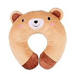 Baby/Toddler Memory Foam U Shape Travel Neck Pillow Various Cute Animal Designs (Bear) by The Crafty