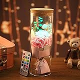 DABURYU プリザーブドフラワー ハーバリウム 花 LEDライト付き バレンタインデー プレゼン ギフト お礼 結婚祝い 誕生日 (高貴ピンク)
