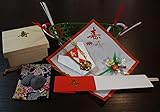 お食い初め 鯛かご 飾り 赤飯の箱 祝い箸 セット（松） 歯固め石 巾着 説明書付き （ お食い初め　石 はがため石 百日祝い ） (かご小（7寸）鯛400～700ｇ用)