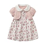 MissとMr ベビー服 ベビードレス ベビーワンピ ベビープリンセスワンピース レースワンピース プリンセス 半袖 花柄 結婚式 七五三 誕生日 撮影 記念日 お祝い (100cm, ピンク)