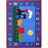 Joy Carpets Kid Essentials Infants & Toddlers Tiny Train Rug Multicolored 5'4 x 7'8 [並行輸入品]