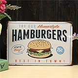 KISSMYTWINS Hamburgers Sheet Metal Drawing Retro Metal Painting Pub Club Cafe Poster Sign Tin Decor 