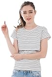 BOZEVON レディース マミー 夏 マタニティ 授乳服 Tシャツ ストライプ 半袖 Tシャツ 妊娠中の服 看護 トップ, ブラック/XL