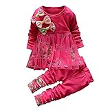 Tovadoo 子供服 ベビー服 女の子 トップス+ズボン ワンピース 秋冬 花柄 リボン 可愛い 姉妹揃い 保育園 プレゼント
