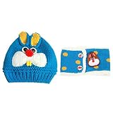 Youth Dream(ユースドリーム）かわいいウサギ風　キッズ 用ニット帽＋マフラー　ベビー赤ちゃん用　耳付き（ブルー）