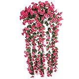 2pcs人工JohnnyJumpUpフラワーガーランドHanging Plant Vineホームパーティーウェディングガーデン装飾 ピンク LOUHO-FLOWER-17