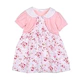 PER　ベビー　ワンピース ドレス プリンセスドレス 花柄　偽二点セット　女の子　ガールズ　綿　夏