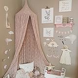 Firlar 蚊帳　天蓋カーテン　ベビーベッドレース用蚊帳　テント式 インテリア お姫様ベット 部屋飾り　ロマンチック　写真道具 防虫 防蚊 安眠 節電 (Pink Lace)