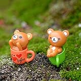 Perfk 樹脂　庭の装飾　ミニチュア　ドールハウス　全13種選択　マイクロ風景置物　盆栽　インテリア　耐久性 - 6個のクマ